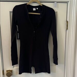 Aritzia Women's Black waffle romper NWT